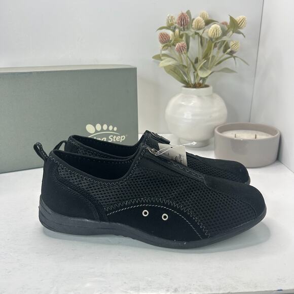 Spring Step Racer Zip Leather Sneakers Black 17506 2106 Women's US 9.5-10 W NWB - Picture 1 of 10